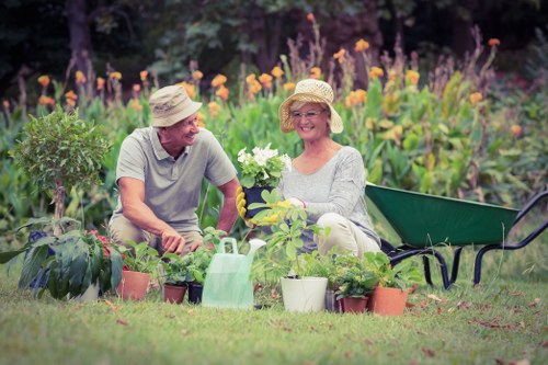 Gardener preparing tools and checking safety before work